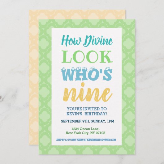 9e anniversaire Invitation discours (Devant / Derrière)