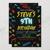 9e anniversaire Invitation fête (Devant / Derrière)