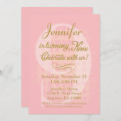 9e anniversaire Invitation Filles Coeurs d'or rose (Devant / Derrière)