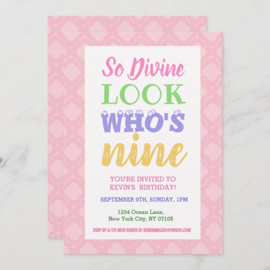 9e anniversaire Invitation Slogans (Devant / Derrière)