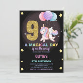 9e anniversaire Unicorn Anniversaire Invitations (Debout devant)