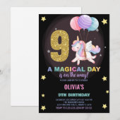 9e anniversaire Unicorn Anniversaire Invitations (Devant / Derrière)