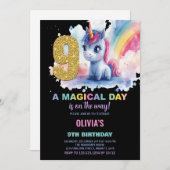 9e anniversaire Unicorn Anniversaire Invitations (Devant / Derrière)