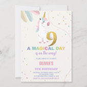 9e anniversaire Unicorn Anniversaire Invitations (Devant)