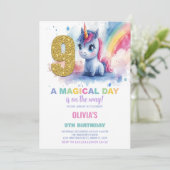 9e anniversaire Unicorn Anniversaire Invitations (Debout devant)