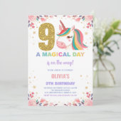 9e anniversaire Unicorn Anniversaire Invitations (Debout devant)