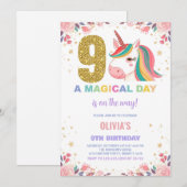 9e anniversaire Unicorn Anniversaire Invitations (Devant / Derrière)