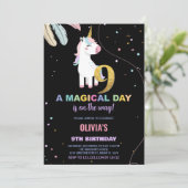 9e anniversaire Unicorn Anniversaire Invitations (Debout devant)