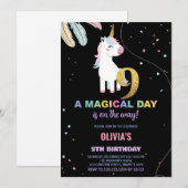9e anniversaire Unicorn Anniversaire Invitations (Devant / Derrière)