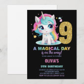 9e anniversaire Unicorn Anniversaire Invitations (Devant / Derrière)