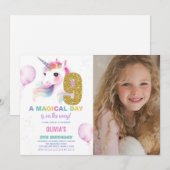 9e anniversaire Unicorn Anniversaire Invitations a (Devant / Derrière)