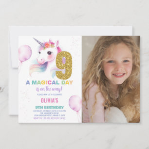9e anniversaire Unicorn Anniversaire Invitations a