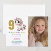 9e anniversaire Unicorn Anniversaire Invitations p (Devant / Derrière)