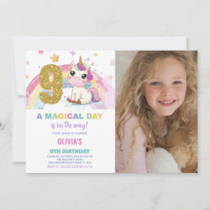 9e anniversaire Unicorn Anniversaire Invitations p