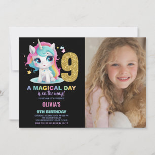 9e anniversaire Unicorn Anniversaire Invitations p