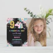 9e anniversaire Unicorn Anniversaire Invitations p (Debout devant)
