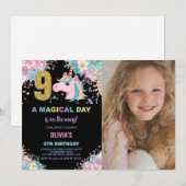 9e anniversaire Unicorn Anniversaire Invitations p (Devant / Derrière)