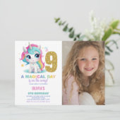 9e anniversaire Unicorn Anniversaire Invitations p (Debout devant)