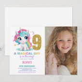 9e anniversaire Unicorn Anniversaire Invitations p (Devant / Derrière)