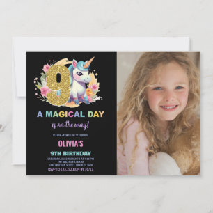 9e anniversaire Unicorn Anniversaire Invitations p