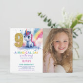 9e anniversaire Unicorn Anniversaire Invitations p (Debout devant)