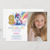 9e anniversaire Unicorn Anniversaire Invitations p (Devant / Derrière)
