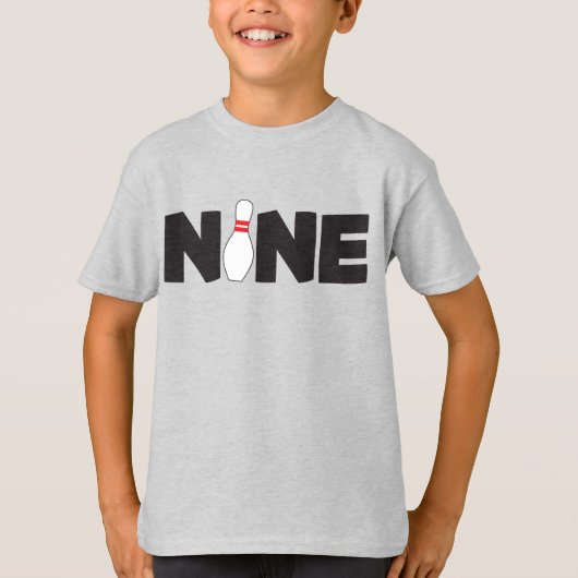 9e Bowling Anniversaire T-Shirt Enfants Âge neuf (Devant)