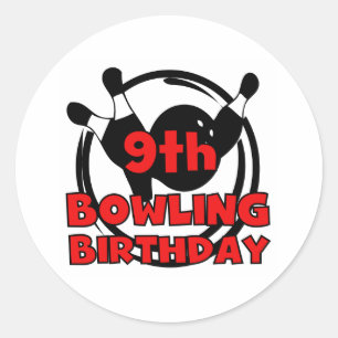 9e bowling verjaardag ronde sticker