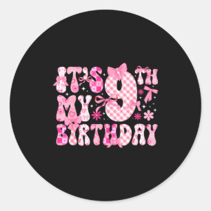 9e Coquette Verjaardag Thema Negen Jaar Oud Meisje Ronde Sticker