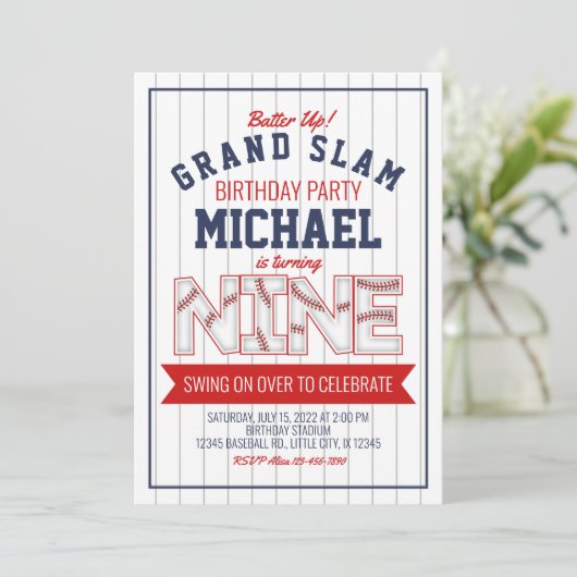 9e Invitation d'anniversaire de baseball (Debout devant)