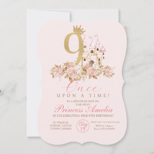 9e Invitation d'anniversaire de la petite princess (Devant)