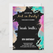9e peinture violet noire Invitations d'anniversair (Devant)