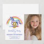 9e Rainbow Unicorn Birthday Invitations photo (Devant / Derrière)
