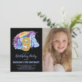 9e Rainbow Unicorn Birthday Invitations photo (Debout devant)