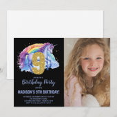 9e Rainbow Unicorn Birthday Invitations photo (Devant / Derrière)