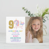 9e Rainbow Unicorn Invitations Anniversaire avec p (Debout devant)