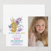 9e Rainbow Unicorn Invitations Anniversaire avec p (Devant / Derrière)