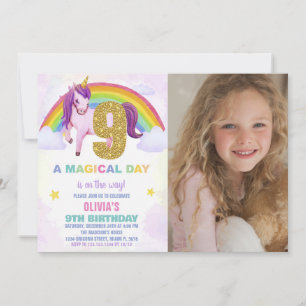 9e Rainbow Unicorn Invitations Anniversaire avec p