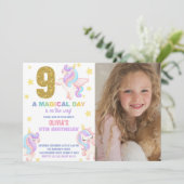 9e Rainbow Unicorn Invitations Anniversaire avec p (Debout devant)