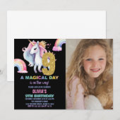 9e Rainbow Unicorn Invitations Anniversaire avec p (Devant / Derrière)