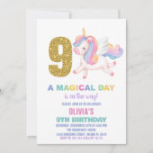 9e Rainbow Unicorn Invitations d'anniversaire (Devant)
