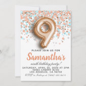 9e Roos Gold Birthday Uitnodiging (Voorkant)