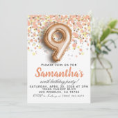 9e Rose Gold Birthday Invitation (Debout devant)