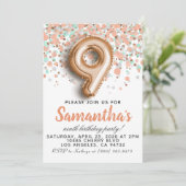 9e Rose Gold Birthday Invitation (Debout devant)