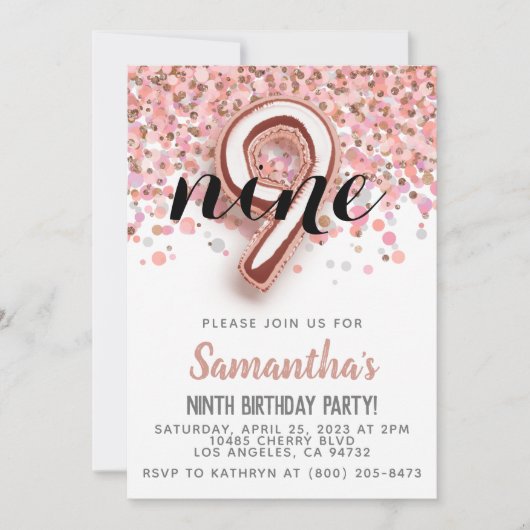 9e Rose Gold Birthday Invitation (Devant)