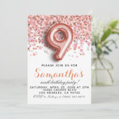 9e Rose Gold Birthday Invitation (Debout devant)
