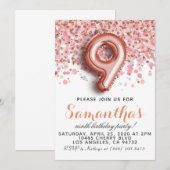 9e Rose Gold Birthday Invitation (Devant / Derrière)