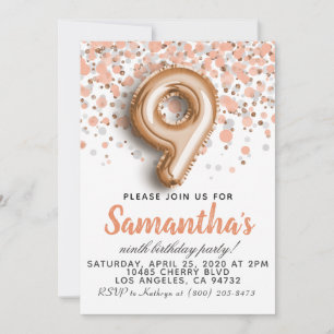 9e Rose Gold Birthday Invitation