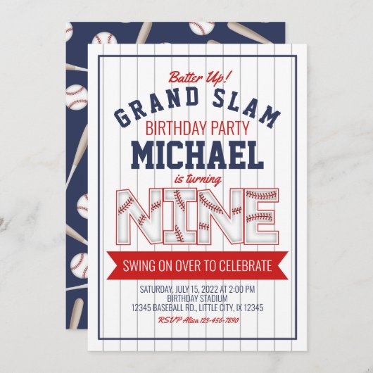 9e Uitnodiging voor honkbal (Voorkant / Achterkant)