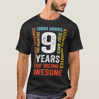9e verjaardag 9 jaar oude  retro 108 maanden t-shirt